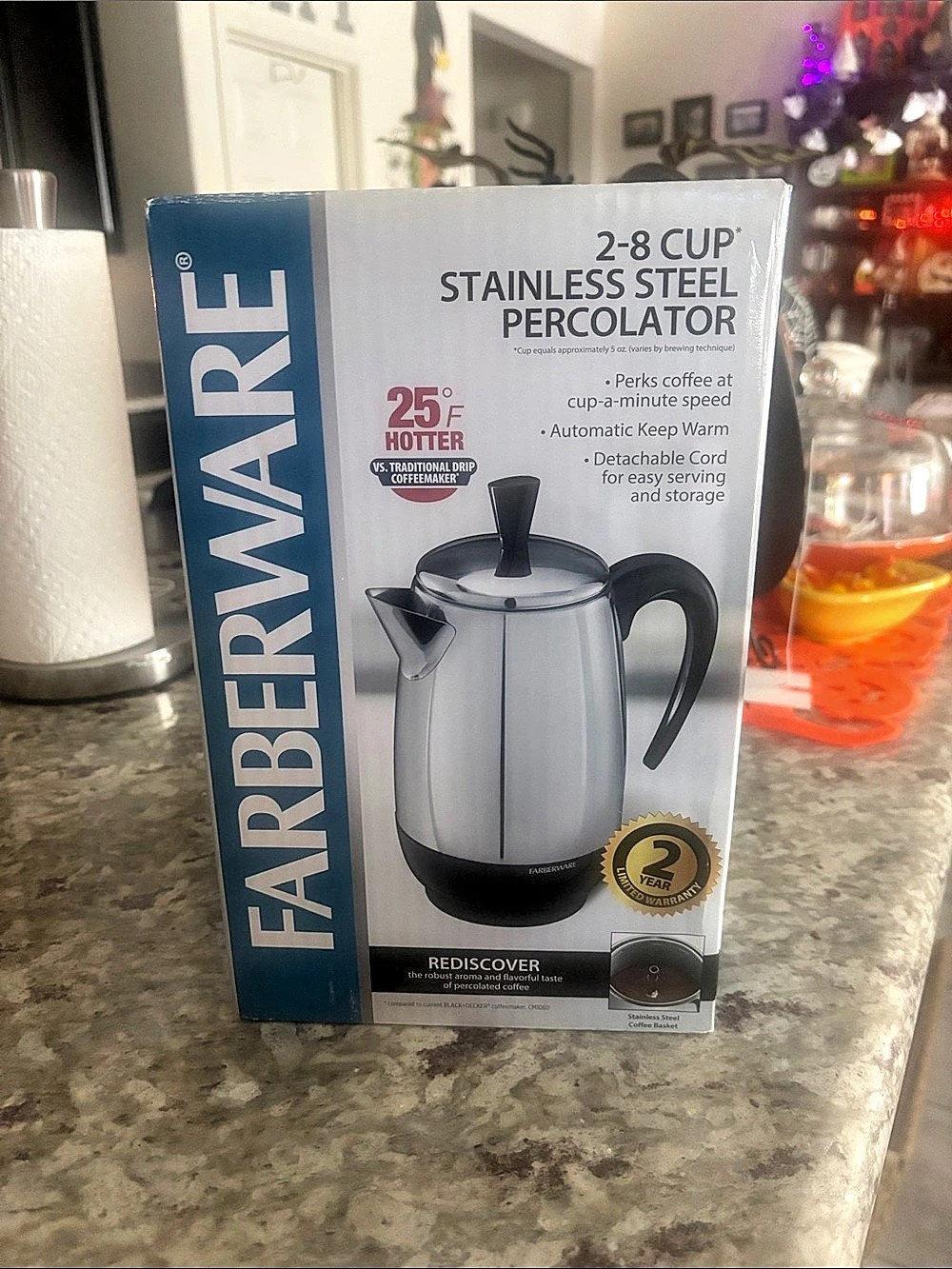 Farberware 2-8 Cup Stainless Steel Percolator Stainless Steel Percolator NWT